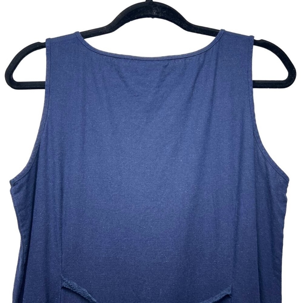 April Cornell Linen Blend Sleeveless Navy Blue Womens Maxi Denim Dress Sz Small - Picture 7 of 9